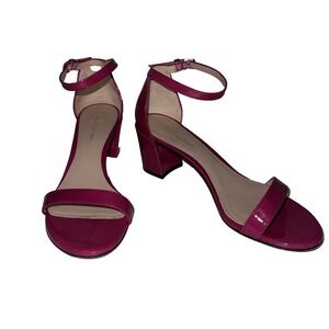 Stuart Weitzman Nudist Block Patent Leather hot Pink Heels Shoes Size 8 $500